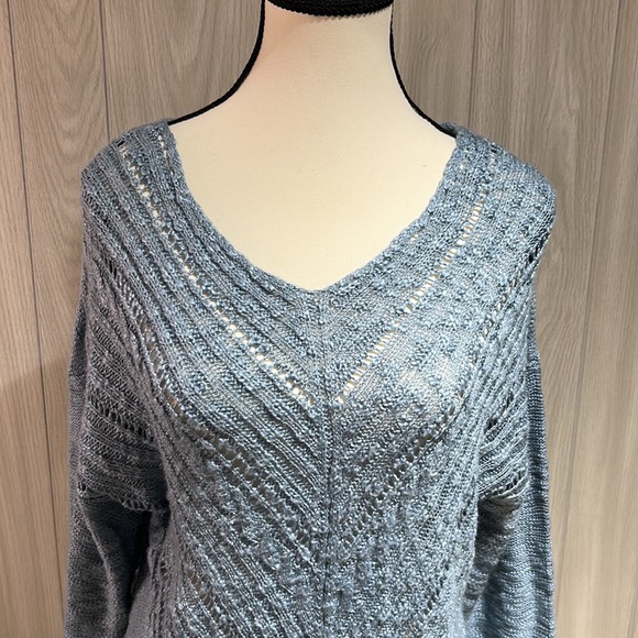 Cloud Chaser open knit blue sweater size XL - Picture 2 of 12